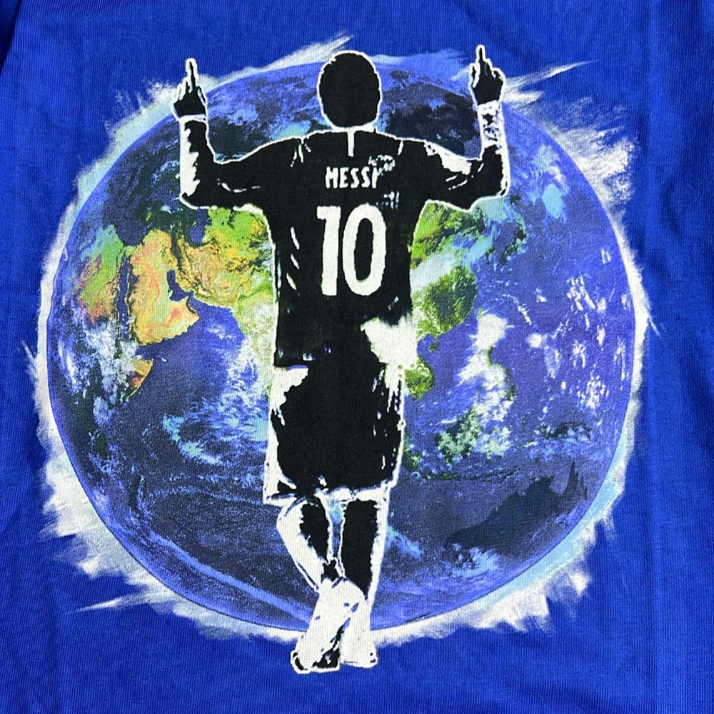 MESSI Kids Cobalt Blue Messi GOAT Football Soccer Print Tee S - Picture 5 of 6